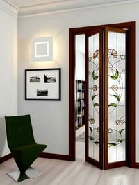 Двери гармошка с витражным декором Курган